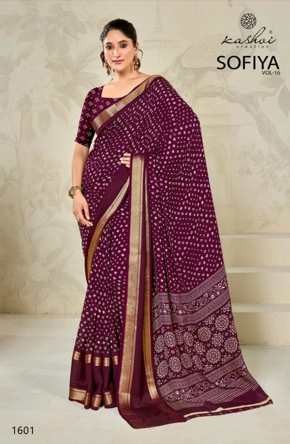 Sofiya Vol 16 By Kashvi Moss Zari Border Printed Wholesale Saree In India